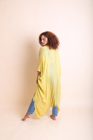 Frayed Trim Kimono Ponchos Leto Collection 