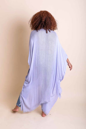 Frayed Trim Kimono Ponchos Leto Collection 