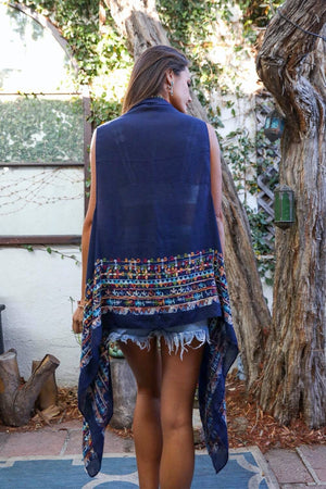 Geometric Embroidered Sleeveless Kimono Kimono Leto Collection 