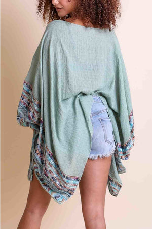 Geometric Embroidered Tunic Kimono