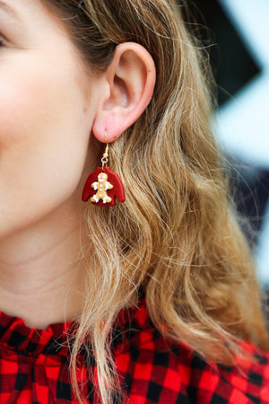 Gingerbread Man Sweater Clay Dangle Earrings Gilded Lilly 