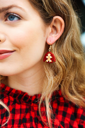 Gingerbread Man Sweater Clay Dangle Earrings Gilded Lilly 