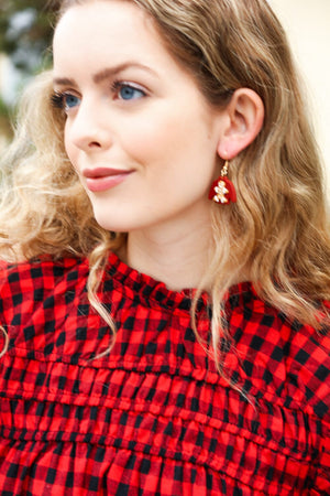 Gingerbread Man Sweater Clay Dangle Earrings Gilded Lilly 