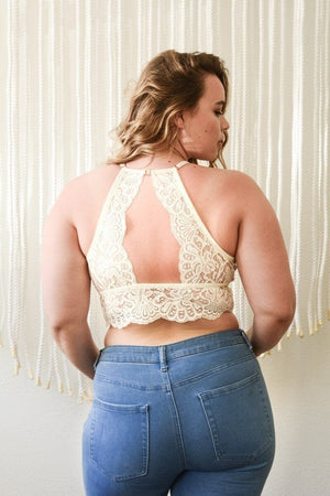 High Neck Netted Lace Bralette Plus Plus Size Leto Collection 
