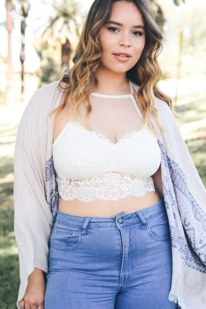 High Neck Netted Lace Bralette Plus Plus Size Leto Collection 