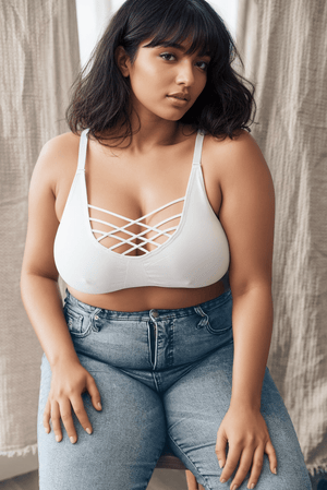 Interwoven Strappy Front Bralette Leto Collection 1X2X White 