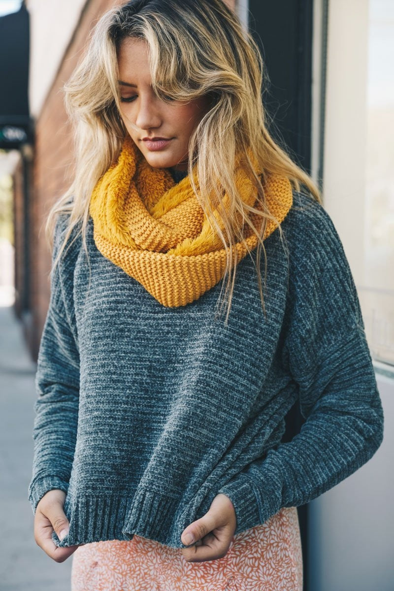 Knit Infinity Scarf Scarves Mustard