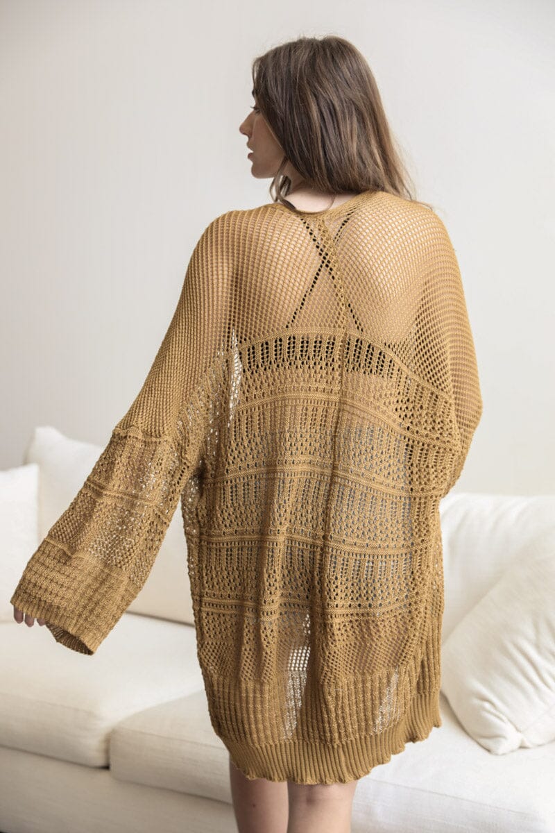 Knit Netted Cardigan Ponchos Leto Collection Bronze 