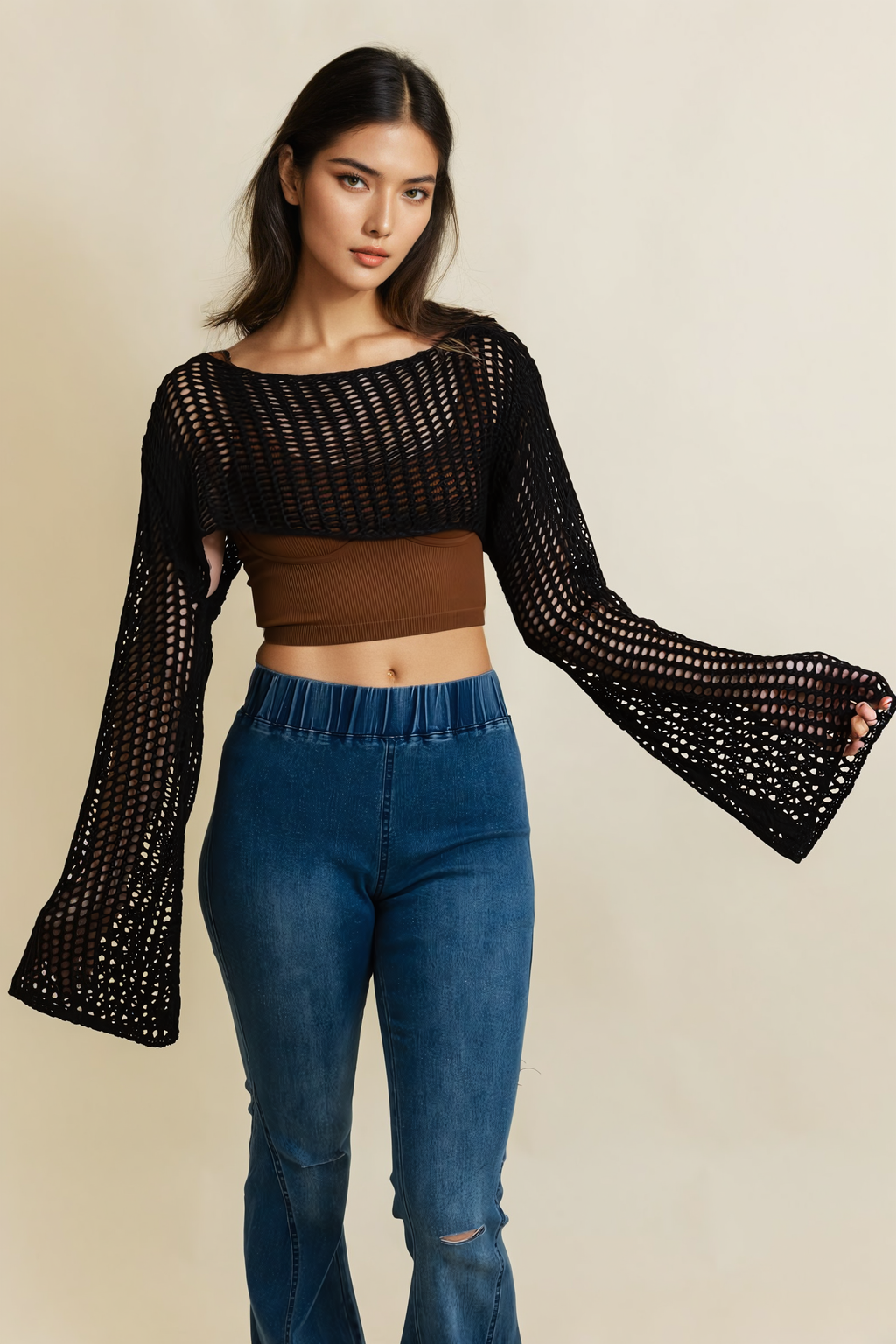 Loom Knitted Cropped Sweater