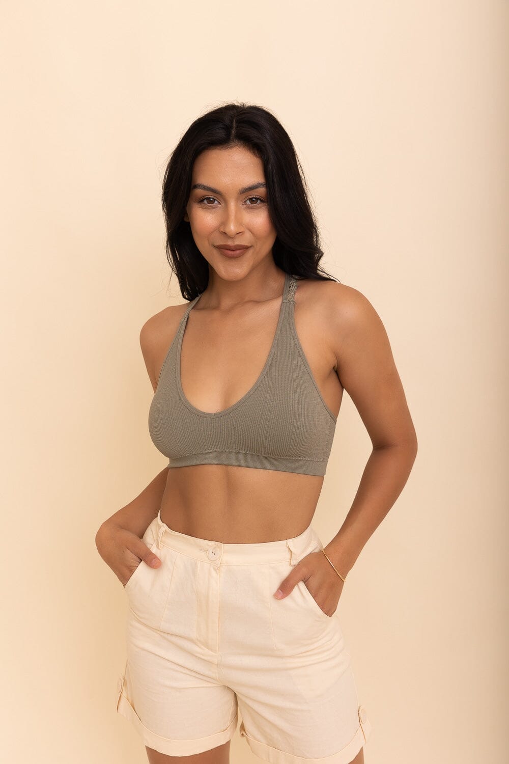 Lacey Racerback Seamless Bralette Bralette Leto Collection Small Sage 