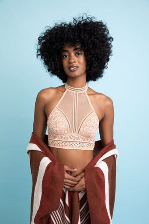 Lattice Choker Bralette Bralette Leto Collection Small Nude 