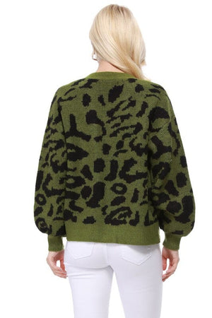 Leopard Jacquard Open Front Shrug Cardigan Mak 