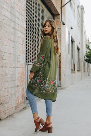 Long Floral Kimono Cardigan Kimono Leto Collection 