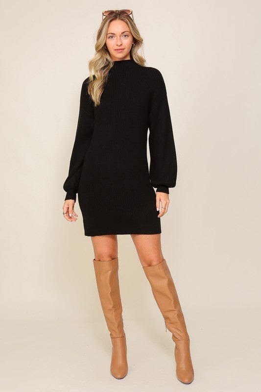 Long Sleeve Sweater Dress Lumiere Black XS 