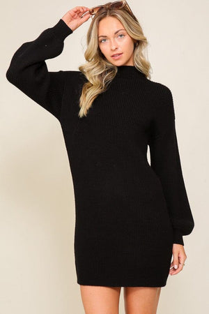 Long Sleeve Sweater Dress Lumiere Black XS 