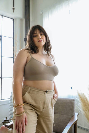 Low Back Seamless Bralette Plus Plus Size Leto Collection Mocha 