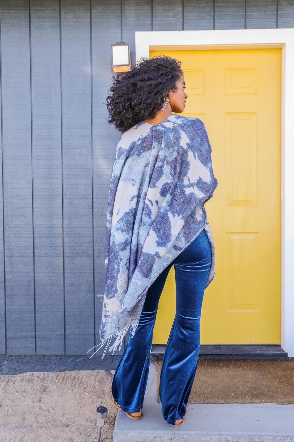 Marble Ruana Wrap Ponchos Leto Collection Blue 