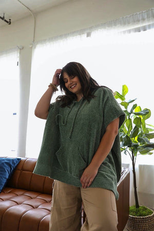 Modernized Hooded Poncho Ponchos Leto Collection Sage 