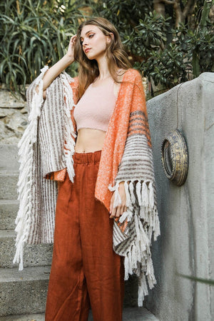 Mohair Striped Ruana Ponchos Leto Collection 