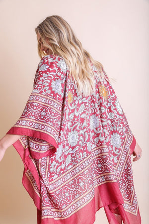 Moroccan Touch Tapestry Kimono Kimono Leto Collection One Size Red 