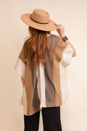 Multi-colored Striped Knit Poncho❤ Ponchos