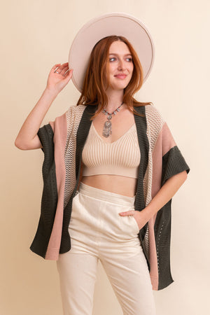 Multi-colored Striped Knit Poncho❤ Ponchos