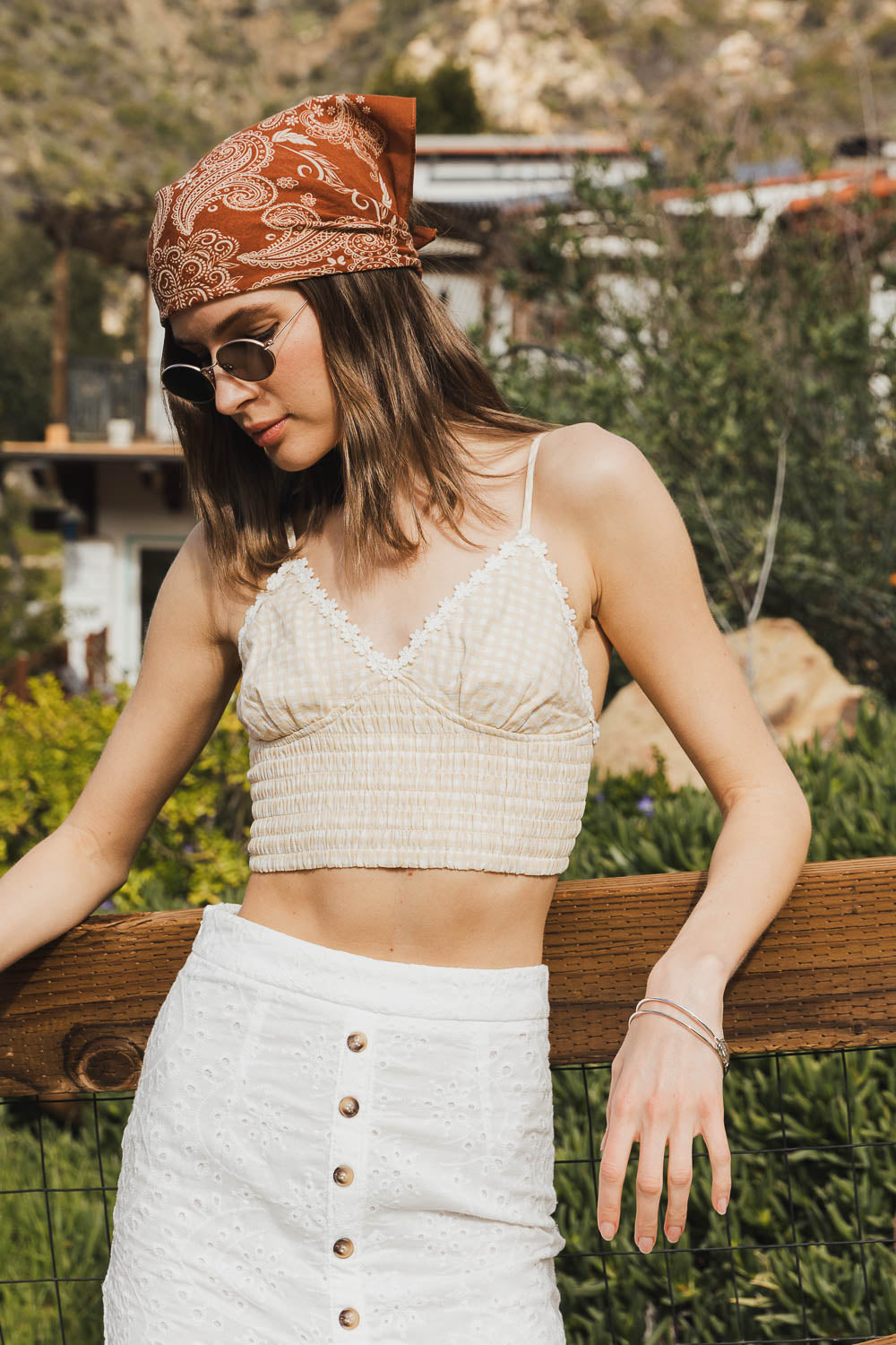 Paisley Floral Patterned Bandana Bandanas Rust