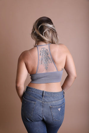 Plus Size Tattoo Back Bralette Plus Size Leto Collection 1X2X Gray 