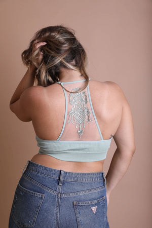 Plus Size Tattoo Back Bralette Plus Size Leto Collection 1X2X Sage 