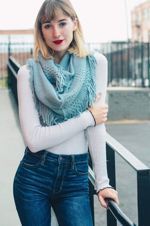 Pointelle Fringe Infinity Scarves Leto Collection 