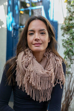 Pointelle Fringe Infinity Scarves Leto Collection 