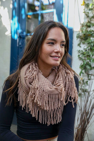 Pointelle Fringe Infinity Scarves Leto Collection 