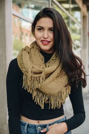 Pointelle Fringe Infinity Scarves Leto Collection 