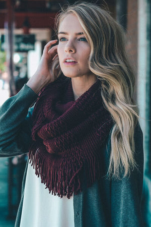 Pointelle Fringe Infinity Scarves Leto Collection 