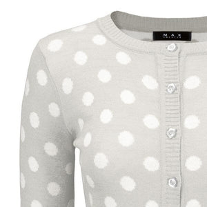 Polka Dot Jacquard 3/4 Sleeve Sweater Cardigan Mak 