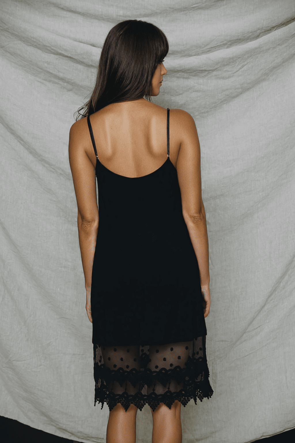 Polkadot Lace Slip Dress Slip Dress Leto Collection Small Black 