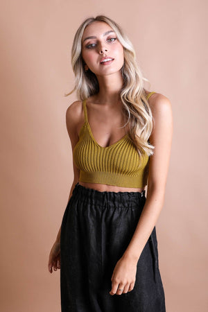 Rib Knit Lounge Brami Bralette XS/S / Mustard