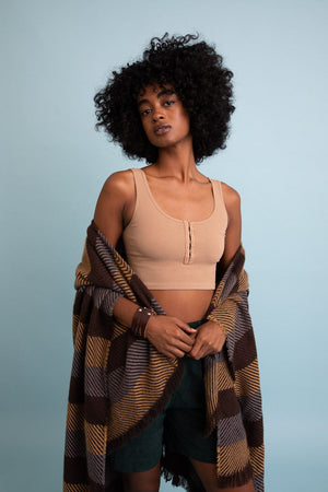 Ribbed Hook Eye Brami Bralette Leto Collection XS/S Mocha 