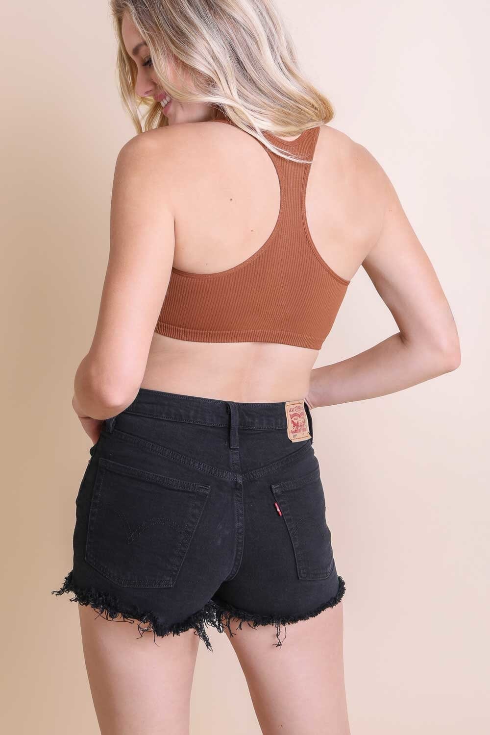 Ribbed Racerback Bralette Bralette Leto Collection XS/S Copper 