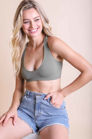 Ribbed Racerback Bralette Bralette Leto Collection XS/S Sage 