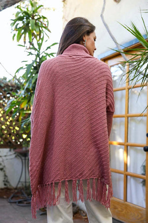 Roll-Neck Poncho Sweater Ponchos Leto Collection 