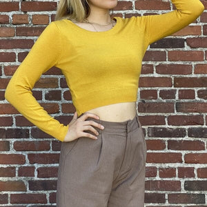 Round Neck Long Slv Crop Sweater Knit Crop Top Mak 