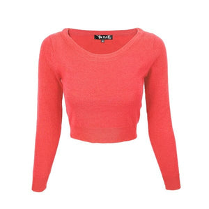 Round Neck Long Slv Crop Sweater Knit Crop Top Mak Fiesta S 