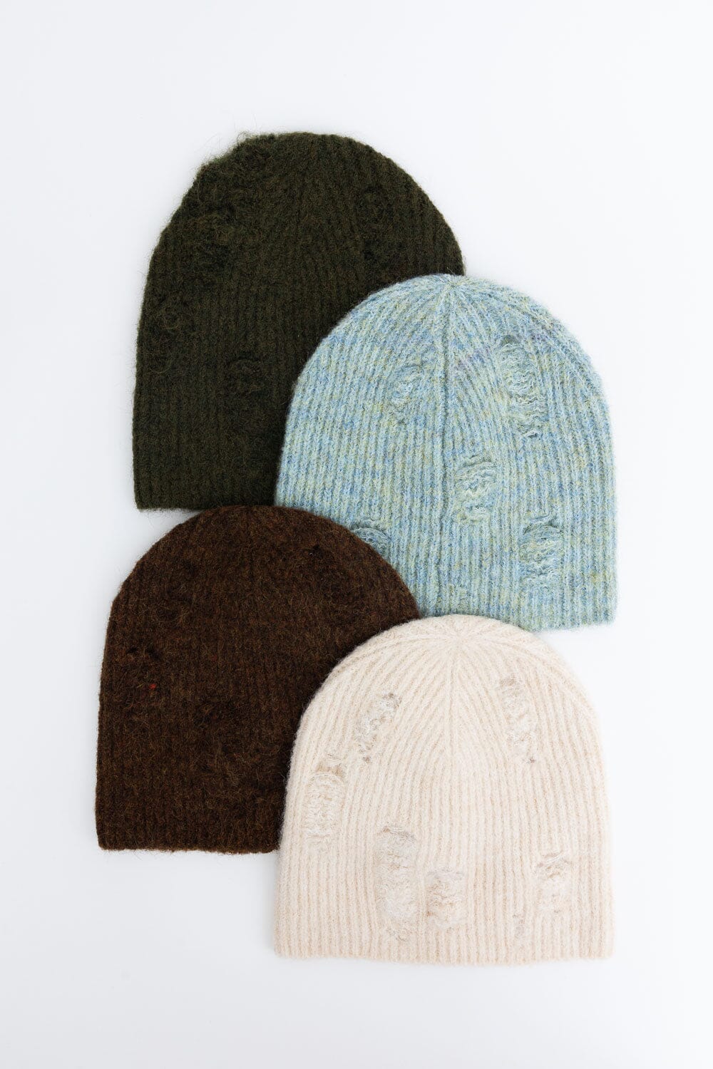 Rugged Edge Distressed Knit Beanie Beanies Leto Collection 