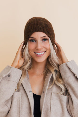 Rugged Edge Distressed Knit Beanie Beanies Leto Collection Brown 