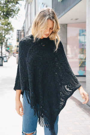 Scallop Lace Knit Poncho Ponchos Leto Collection 