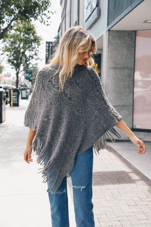 Scallop Lace Knit Poncho Ponchos Leto Collection 