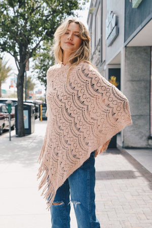 Scallop Lace Knit Poncho Ponchos Leto Collection 