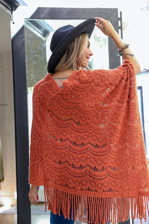 Scallop Lace Knit Poncho Ponchos Leto Collection 