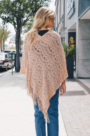 Scallop Lace Knit Poncho Ponchos Leto Collection 